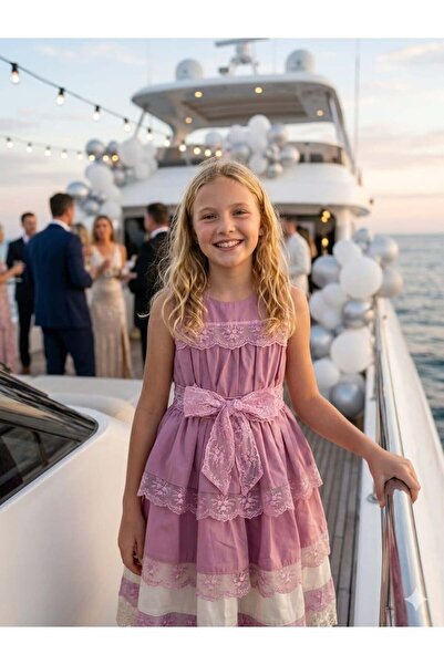 Hilal Akıncı Kids Girl's tiered lace ombre dress