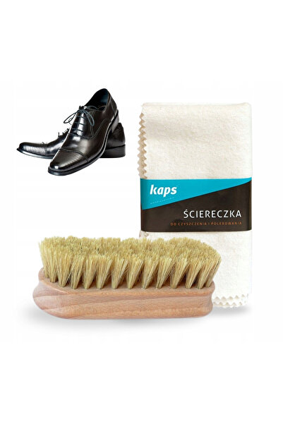 kaps Set de lustruit incaltaminte, Kaps, 2 in 1, perie mica si laveta de bumb...