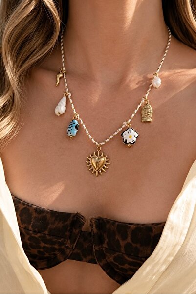 Okko Store Steel Marin Series Multi-Charm Necklace