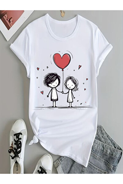 COZYWEAR Heart Balloon Cartoon Character Printed T-Shirt