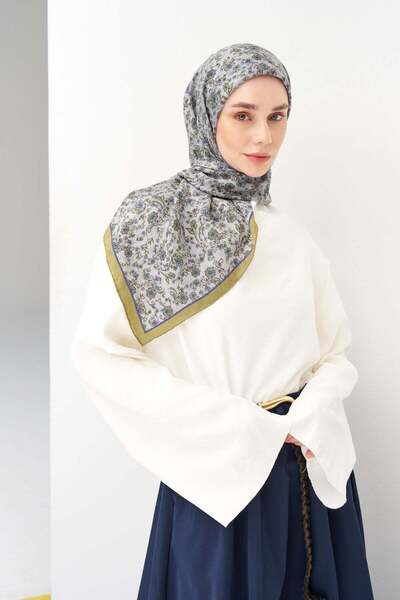 Silk Home Velora Scarf Modern Flora Gray 90X90