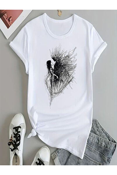 COZYWEAR Artistic Couple Figure Printed Oversize T-Shirt