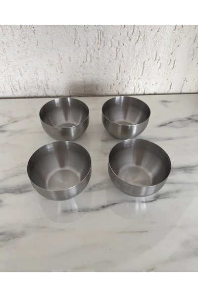 Mary's Concept 4'lü Gümüş Çelik Sunum Kasesi Çerezlik Sosluk 9.5 cm