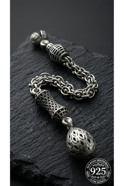 Roza Silver Koleksiyonluk 925 Ayar Gümüş Otantik İşleme Arnavut Zincir Damla ...
