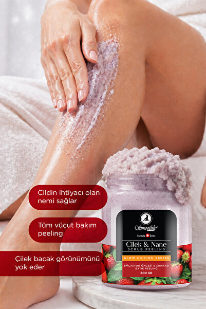 Smoothly Epilasyon Ağda Sonrası Batık Peeling Çilek Nane Peeling 800ml + Bisküvi Peeling + Tüy Geciktirici