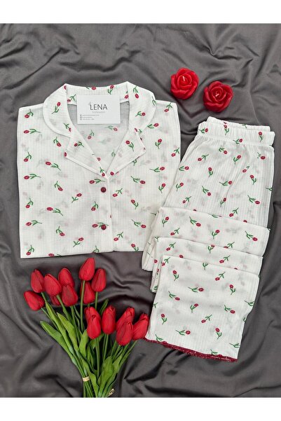 Lena Homewears Γυναικείο σετ πιτζάμες με κοντό μανίκι και σχέδια