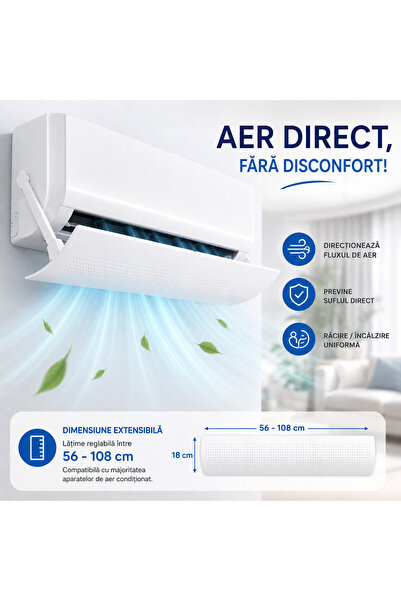 OricareFain Deflector aer conditionat extensibil, Unghi reglabil, Universal, ...