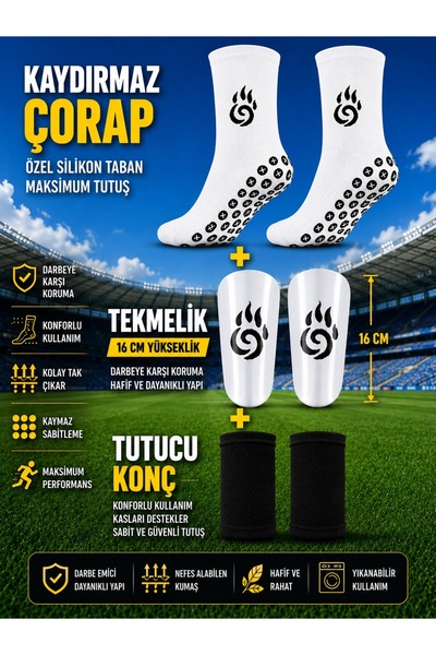 BS BEYAZ SHOES Professional Anti-Slip Socks, Shin Guard 12 Cm, Shin Guard 1.6...