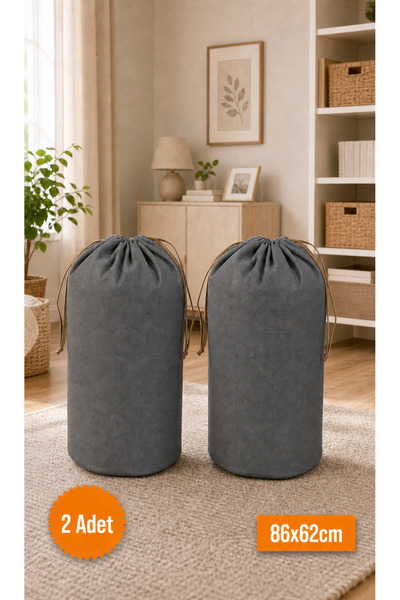 Balkan Room 2 Pieces Anthracite Drawstring Bag Xlarge 86X62 cm - Moving Bag -...