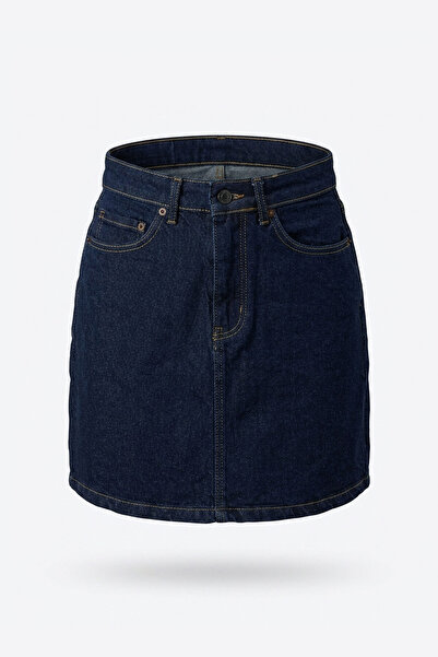 MAGARDE Fustă din denim lavabilă premium - ALBASTRU ÎNCHIS