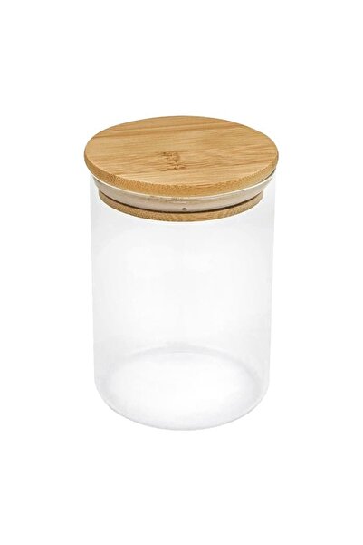 OEM Borcan de depozitare din sticlă, cu capac din bambus, 500 ml, practic pen...