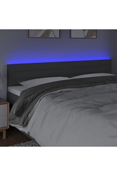 vidaxl Κεφαλάρι κρεβατιού LED, σκούρο γκρι, 180x5x78/88 εκ., ύφασμα, 9,88 κιλά