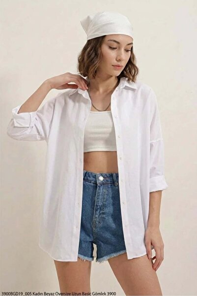 Generic Brand Women's Oversize Basic Cotton White Shirt