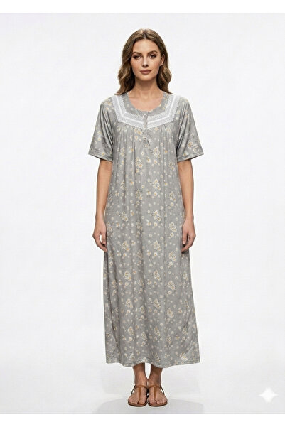 Noom Nightwear Women's Comfortable Long Nightgown with Short Sleeves and Deli...