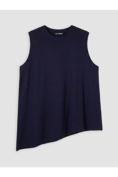LC Waikiki Navy Blue Plus Size Asymmetrical Cut Women's Tank Top