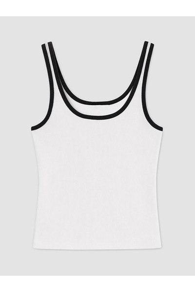 LC Waikiki White U-Neck Women's Ribbed Tank Top
