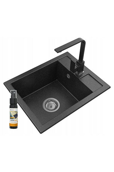 Granitan Set Chiuveta Granit BEST, Negru 500x400mm, Baterie Nook, Sifon, Impr...