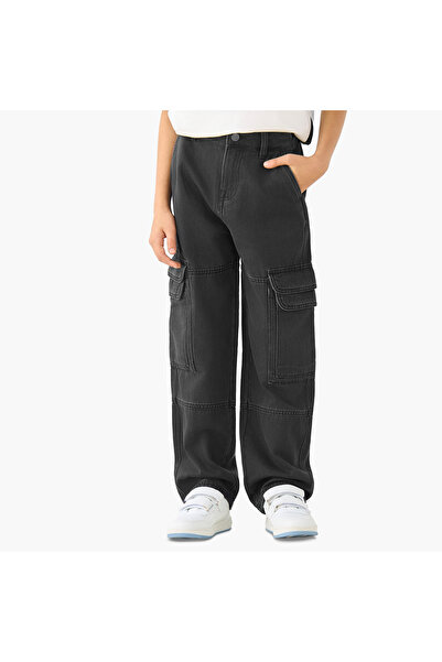 Juniors Mid-Rise Cargo Jeans with Pockets
