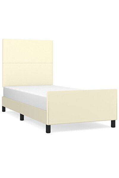 vidaxl Cadru de pat cu tăblie, crem, 80x200 cm, piele ecologică