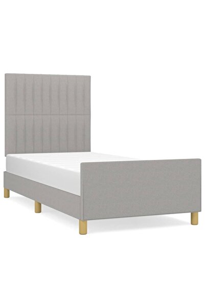 vidaxl Cadru de pat fără saltea, gri deschis, 90x200 cm, textil