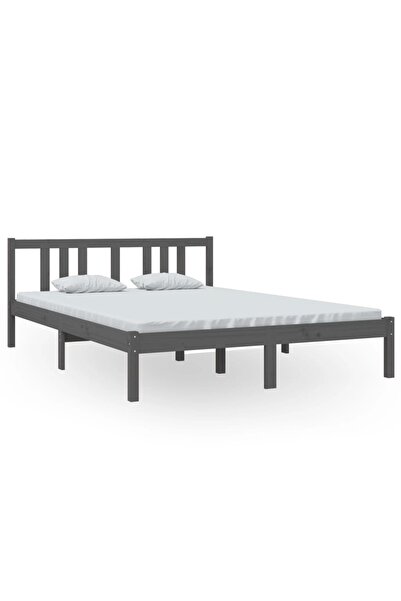 vidaxl Cadru de pat, gri, 140x200 cm, lemn masiv de pin