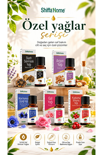 Shiffa Home Special Oils Set of 5 |   Argan, Rose, Blue Anemone Flower, Roseh...