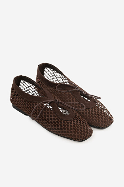 SHOEMARK Fila Kahve File & Suni Süet Kadın Babet
