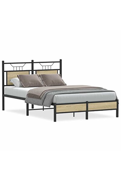vidaxl Cadru pat fără saltea stejar sonoma 120x200 cm, lemn prelucrat