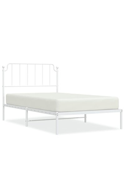 vidaxl Cadru de pat din metal cu tăblie, alb, 107x203 cm