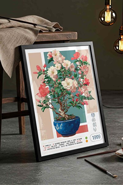 Buka Shops Camellia Flower Pot Painting Pastel – Botanical Anime Art Poster –...