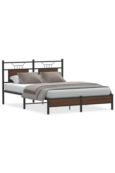 vidaxl Cadru pat fără saltea stejar maro, 140x190 cm, lemn prelucrat