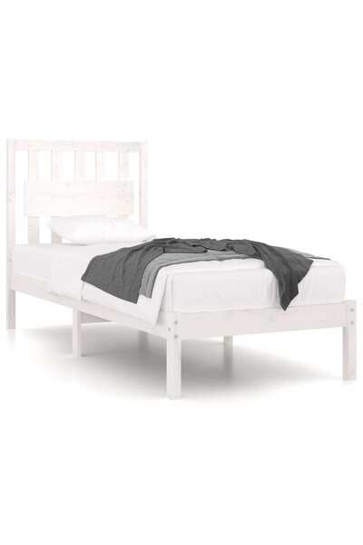 vidaxl Cadru de pat single, alb, 90x190 cm, lemn masiv de pin