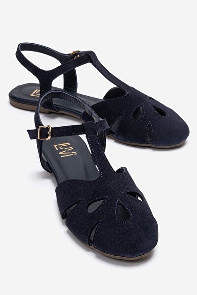 LuviShoes NATHALIE صندل نسائي من الجلد الطبيعي باللون الأزرق الداكن