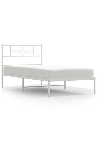 vidaxl Cadru de pat metalic cu tăblie, alb, 80x200 cm
