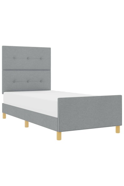 vidaxl Cadru de pat cu headboard Gri deschis 90 x 200 cm țesătură