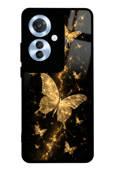 Spoyi Oppo Reno 11F Yellow Galaxy Butterfly Tasarımlı Glossy Telefon Kılıfı