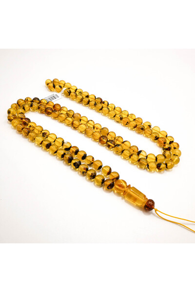 Generic Moss Amber Rosary 99 Beads 8.5mm Golden Honey Prayer Beads 41g Islami...