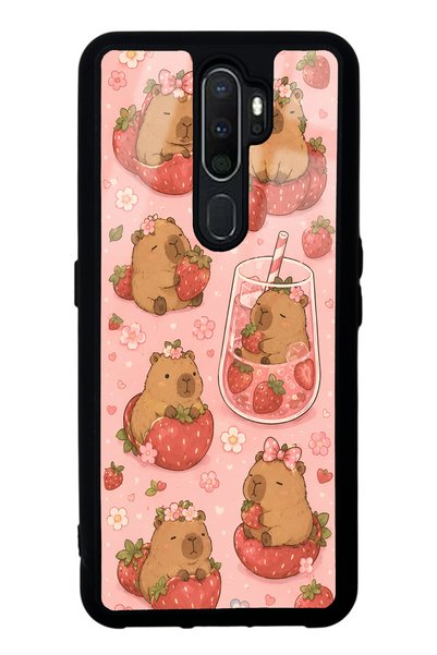 Spoyi Oppo A5 2020 Glossy Phone Case with Strawberry Capybara Design