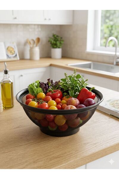elif aksesuar Stainless Steel Black Matte Strainer 25 cm