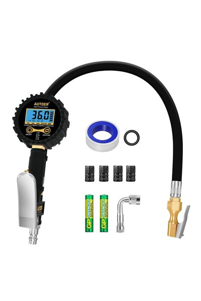 Autorder Manometru Digital Presiune Pneuri, AUTDER, Functie 3-in-1, 250 PSI, ...