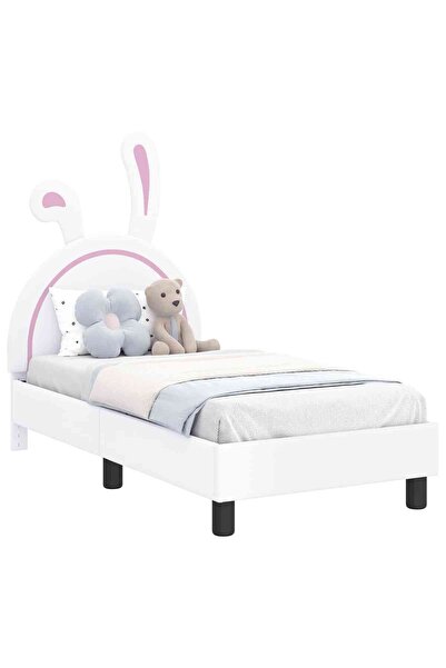 vidaxl Cadru de pat pentru copii cu spătar Alb 70 x 140 cm PU