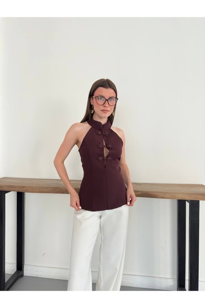 Ekim Store Kineska bluza sa zatvorenim ovratnikom