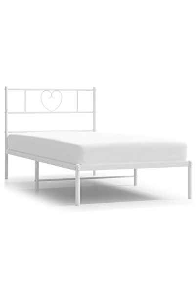 vidaxl Cadru pat metalic cu tăblie, alb, 90x200 cm