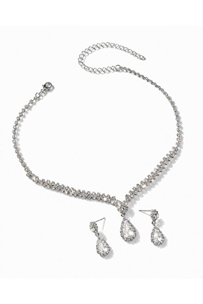Nevara Women's Fashion Silver Color 3-Piece Accessories Set, Includes Necklac...