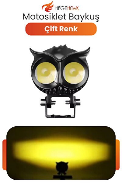 MEGAHAWK Baykuş Tasarımlı Çift Renk LED Sis Farı Motosiklet UTV ATV Projektör...