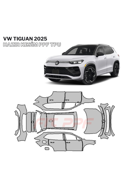 Fit PPF VW Tiguan 2025 ile uyumlu 210 mikron tam gövde hazır kesim TPU PPF kaplama