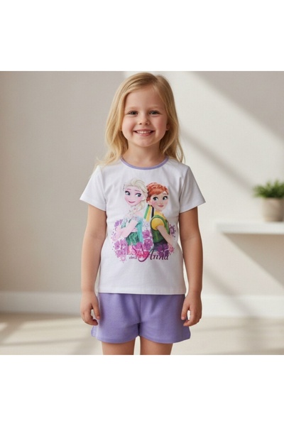 Disney Costum Elsa pentru copii, 100% bumbac – set cu tricou și pantaloni, co...