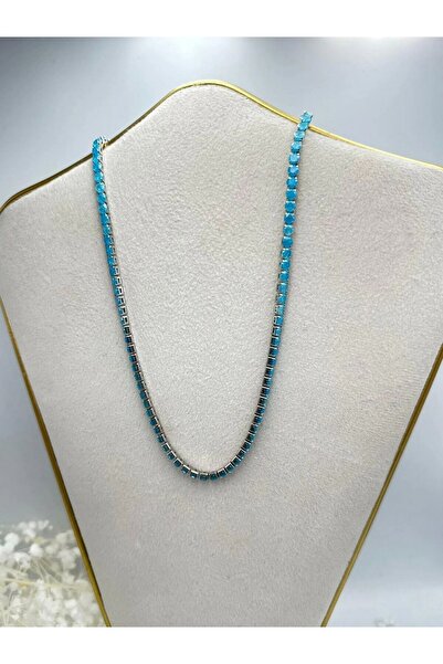 BYYEŞO Blue Stone Detailed Steel Water Necklace