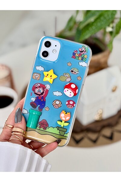 Go Aksesuar Iphone 11 Uyumlu 3D MARİO Tasarımlı Oyuncaklı Esnek Silikon Kılıf