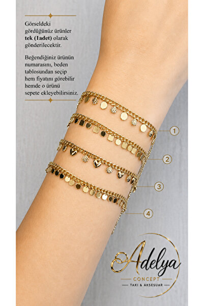 ADELYA CONCEPT Minimal Sallantılı Gold Steel Bracelet